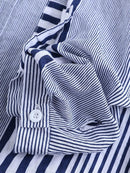 Casual Women's Striped 3/4 Sleeve Button-Down Blouse