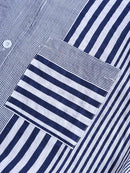 Casual Women's Striped 3/4 Sleeve Button-Down Blouse