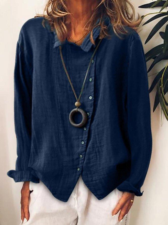 Women's Casual Long Sleeve Cotton Front-Button Shirt