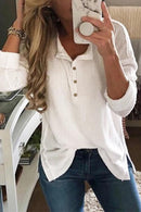 Women's Long Sleeve Casual Top with Front Buttons