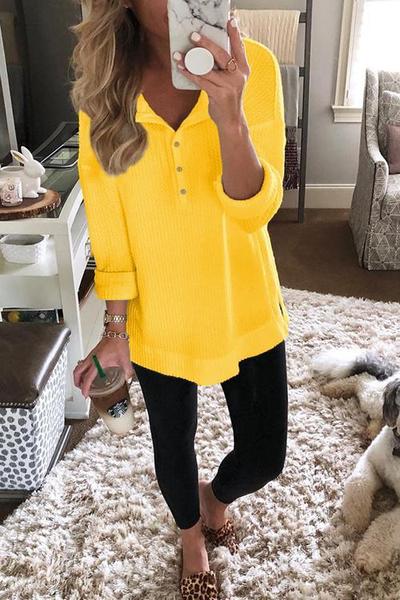 Women's Long Sleeve Casual Top with Front Buttons