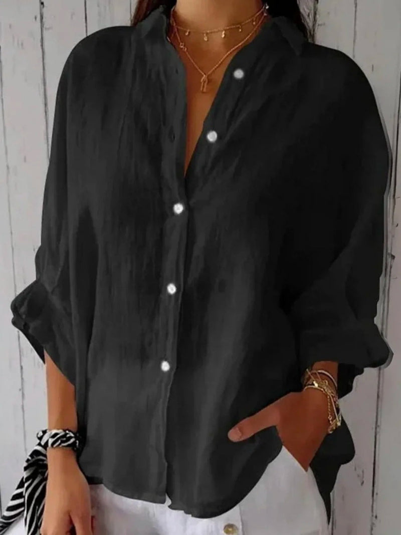 Cotton Half Sleeve Button-Down Shirt for Women