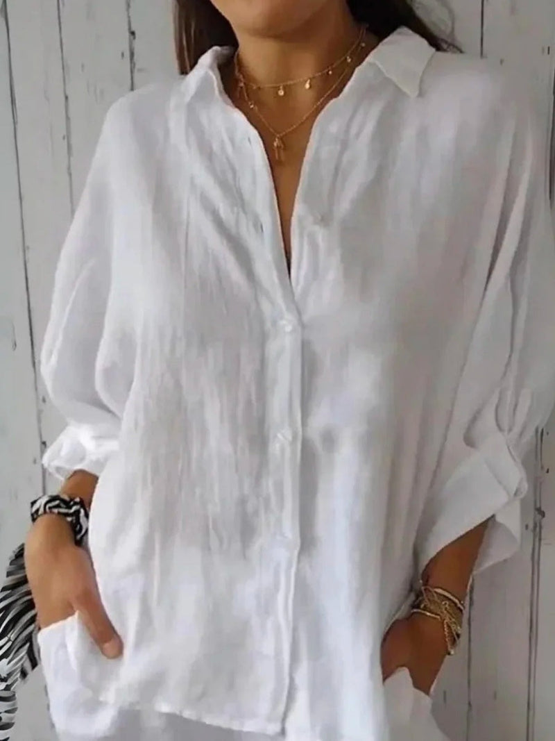 Cotton Half Sleeve Button-Down Shirt for Women