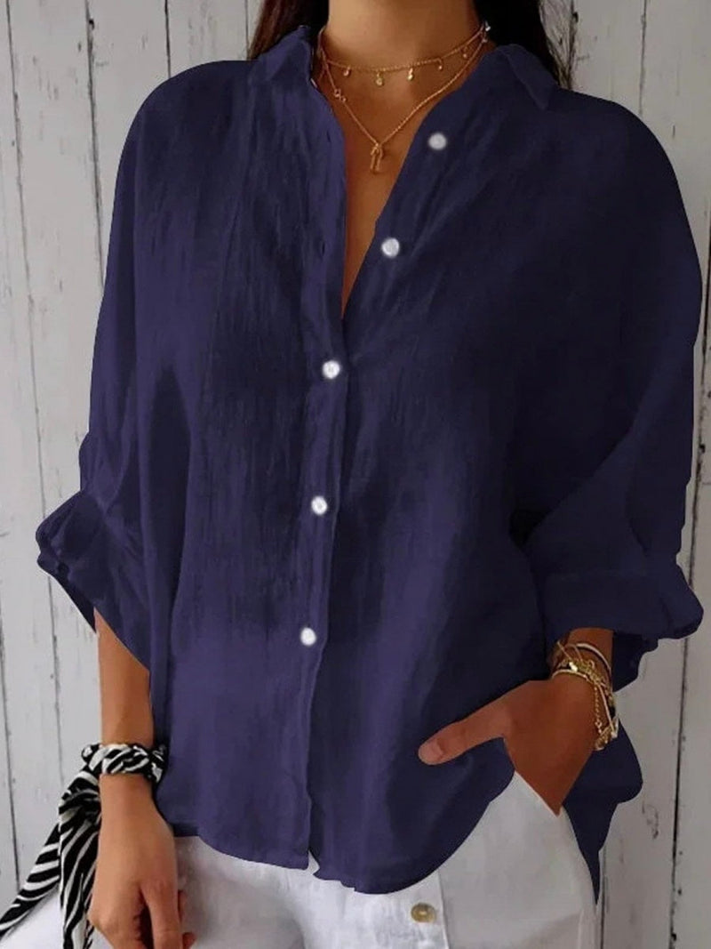 Cotton Half Sleeve Button-Down Shirt for Women