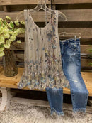 Sleeveless Floral Print Relaxed Casual Tank Top for Women