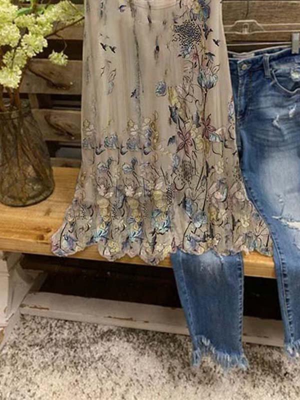 Sleeveless Floral Print Relaxed Casual Tank Top for Women