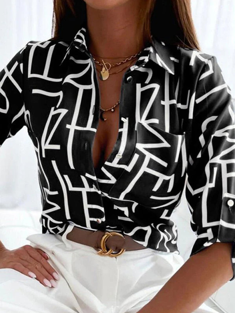 Classic Collared Long Sleeve Blouse for Women