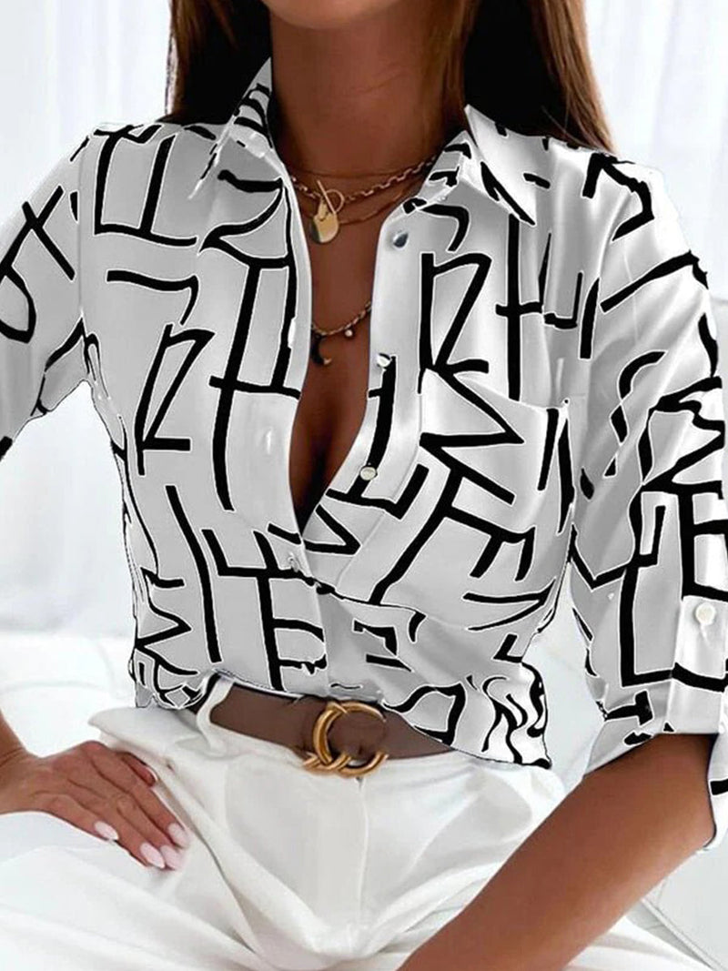 Classic Collared Long Sleeve Blouse for Women