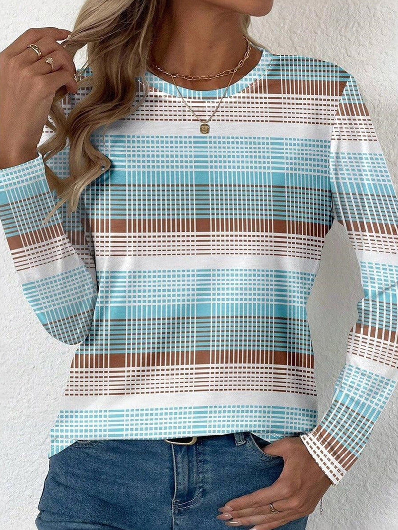 Breezy Long Sleeve Striped Print Top for Women