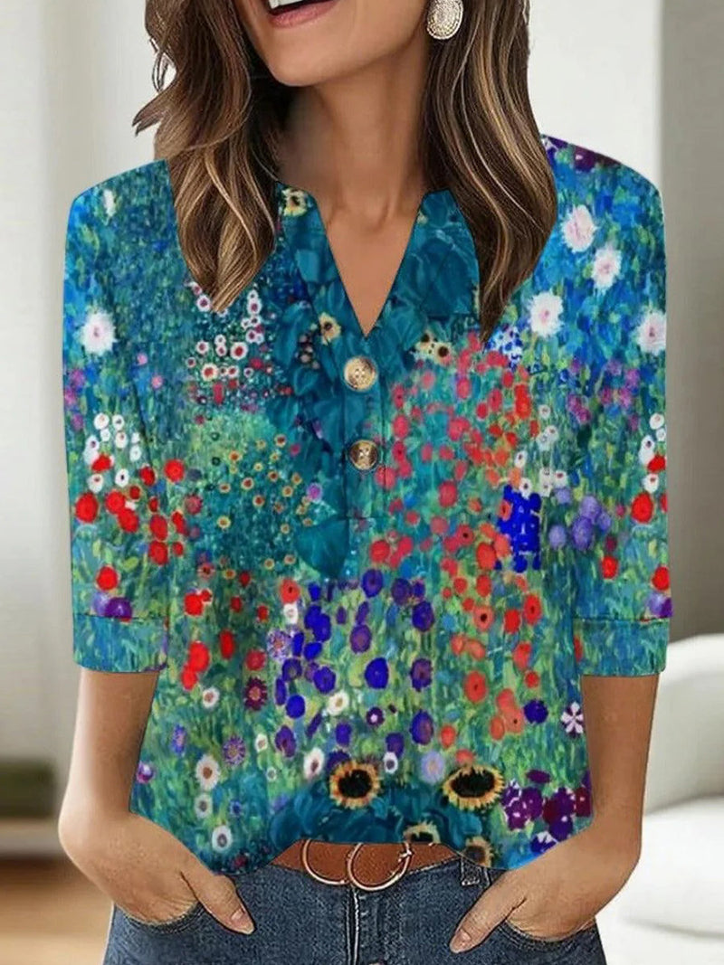 Breezy V-Neck Long Sleeve Top for Women