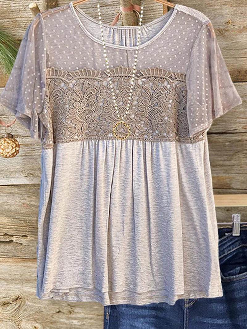 Breezy Polka Dot Print Short Sleeve Top for Women