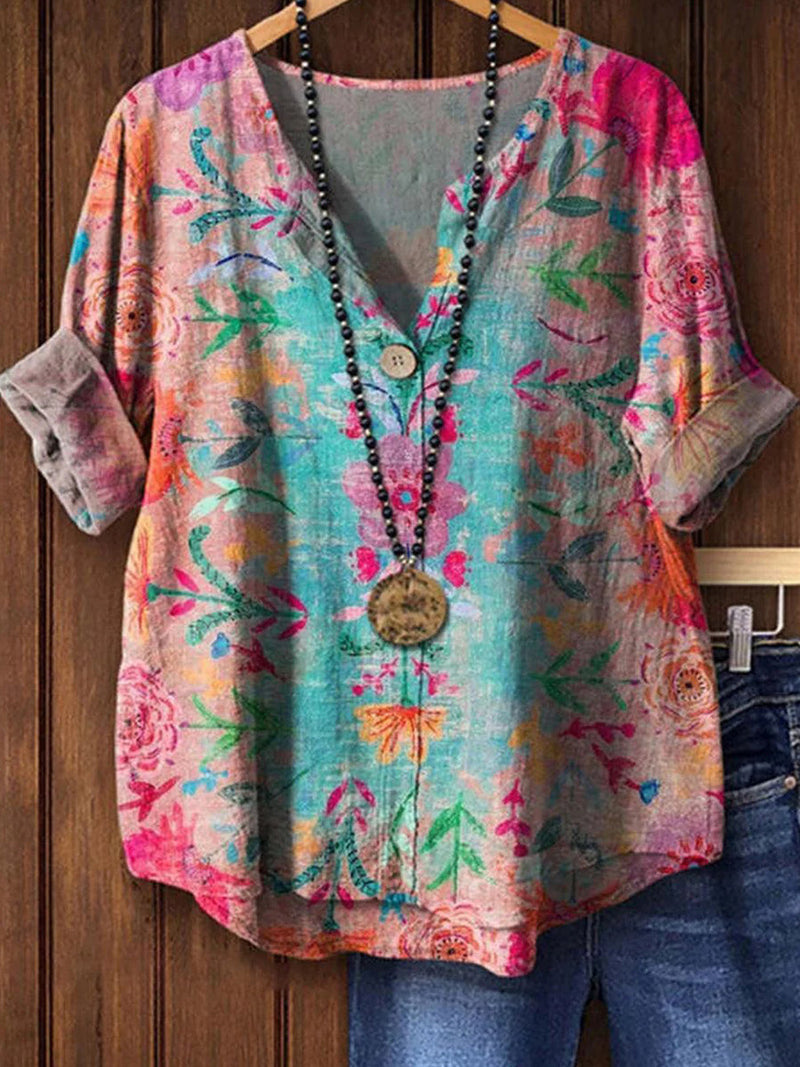 Unique V-Neck Short Sleeve Top for Women