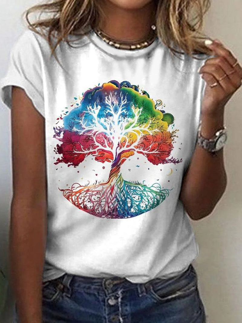 White Short Sleeve Round Neck Top