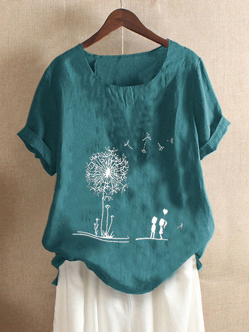 Floral Round Neck Short Sleeve T-shirt