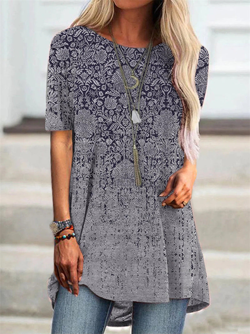 Round Neck Casual Short Sleeve Tribal T-shirt