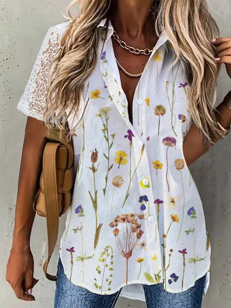 Floral Print Collared Casual Shirt