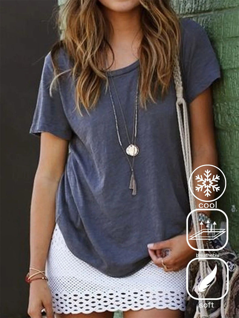 Casual Short Sleeve Plain Loose Jersey T-Shirt