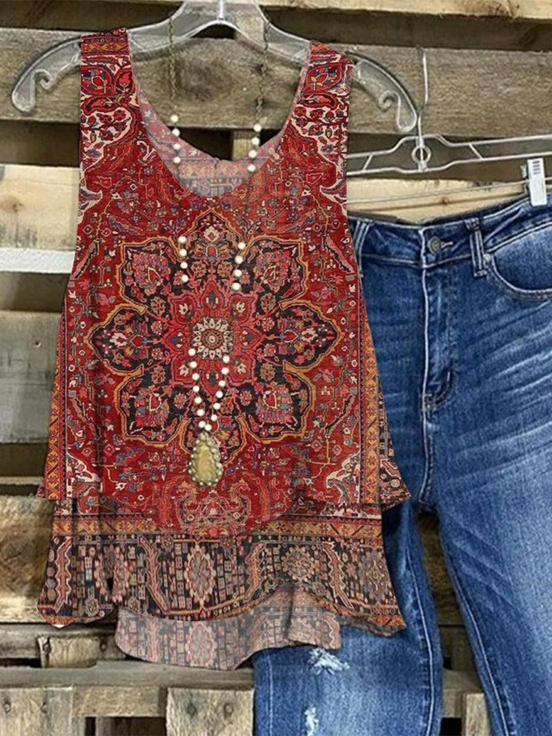 Sleeveless Showy Red Top
