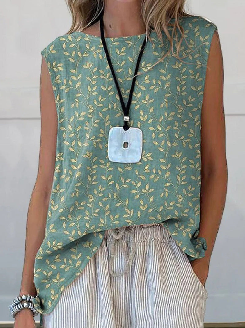 Floral Art Print Elegant Tank Top