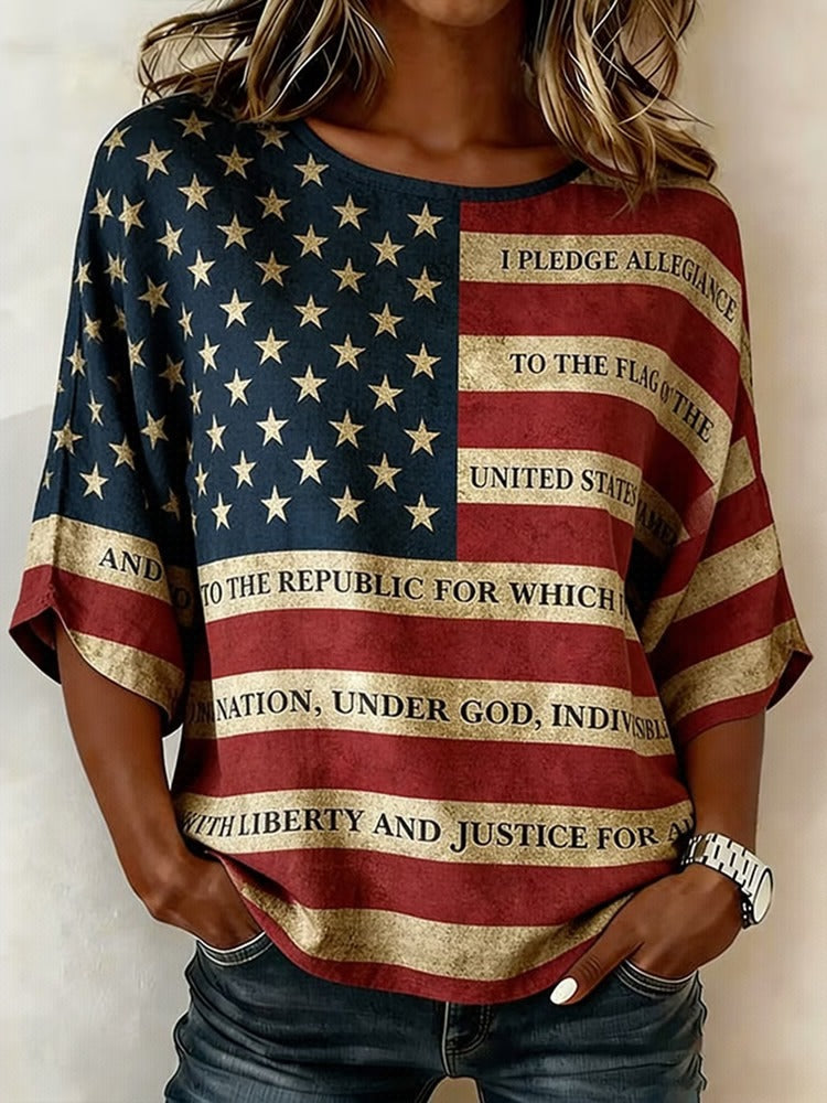 Vintage Bow Tie Flag Patchwork Art Print Tops
