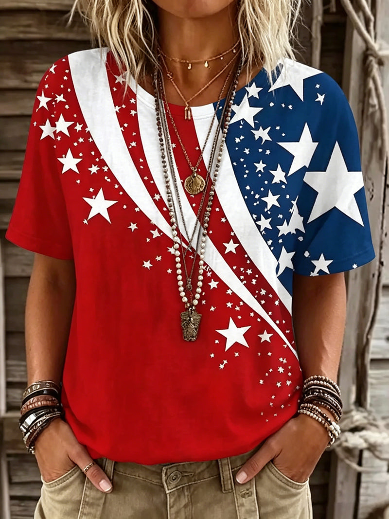 Vintage Floral Flag Patchwork Art Print Tshirt
