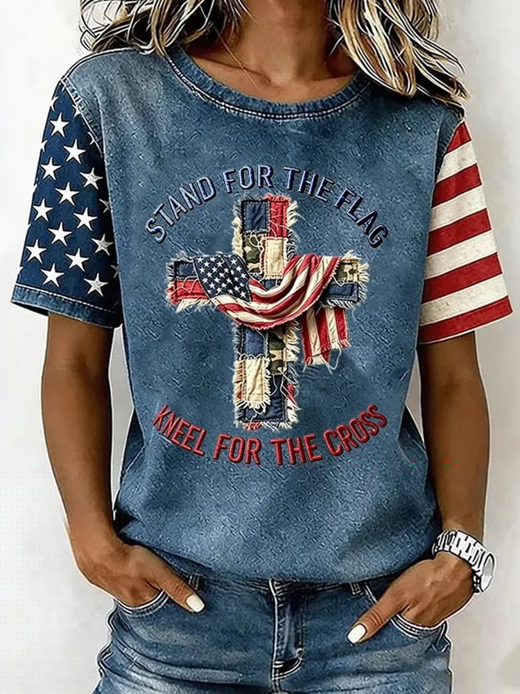 America Independence Day Flag Art Print Short Sleeve T-shirt