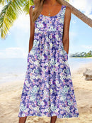 Floral Midi Dress with Cropped Jacket Casual Elegant Two-Piece Set for Women