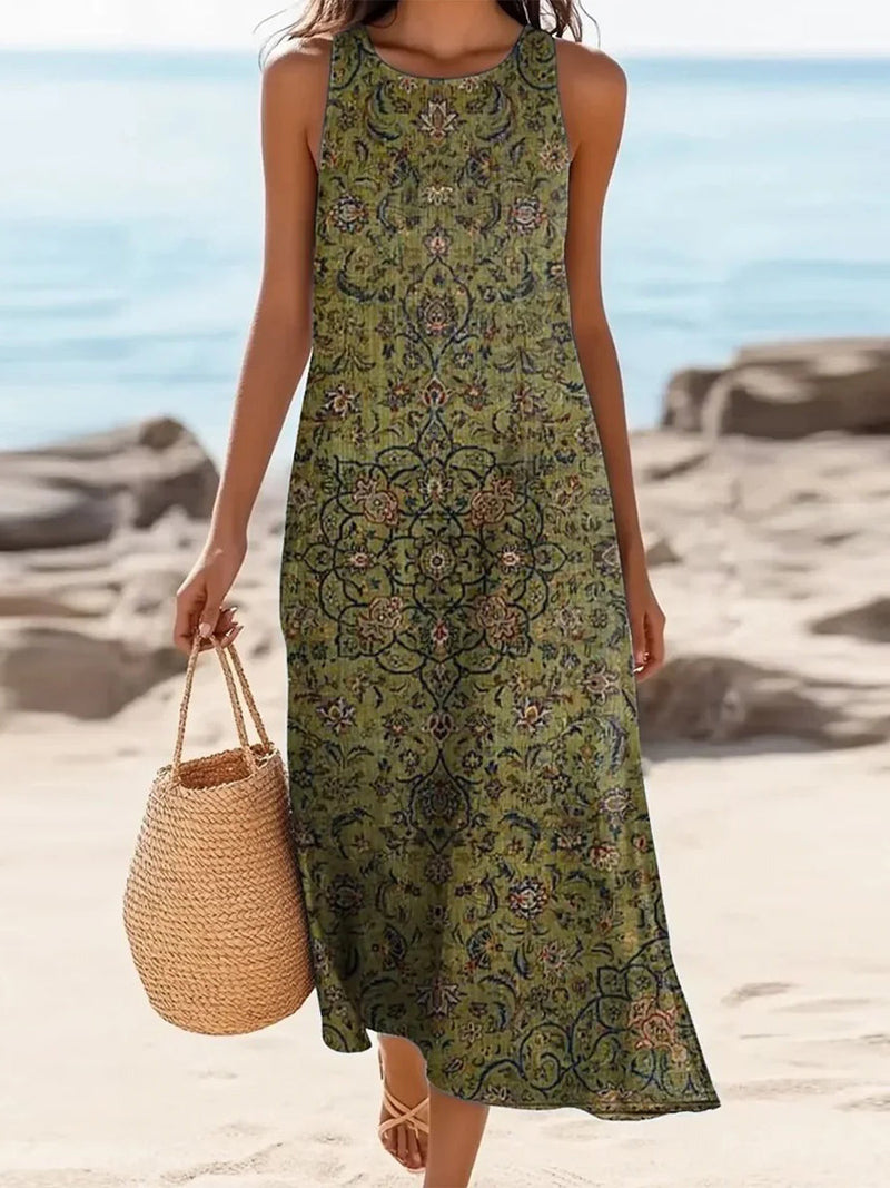Casual Comfy Round Neck Sleeveless Midi Dress