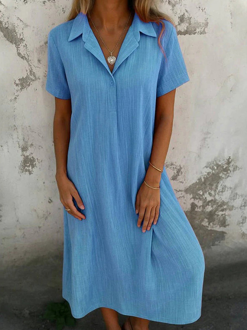 Basic Solid color Short Sleeve Dress