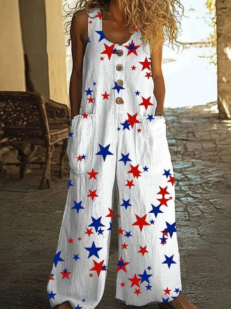 Casual Round Neck Sleeveless Jumpsuit for Women