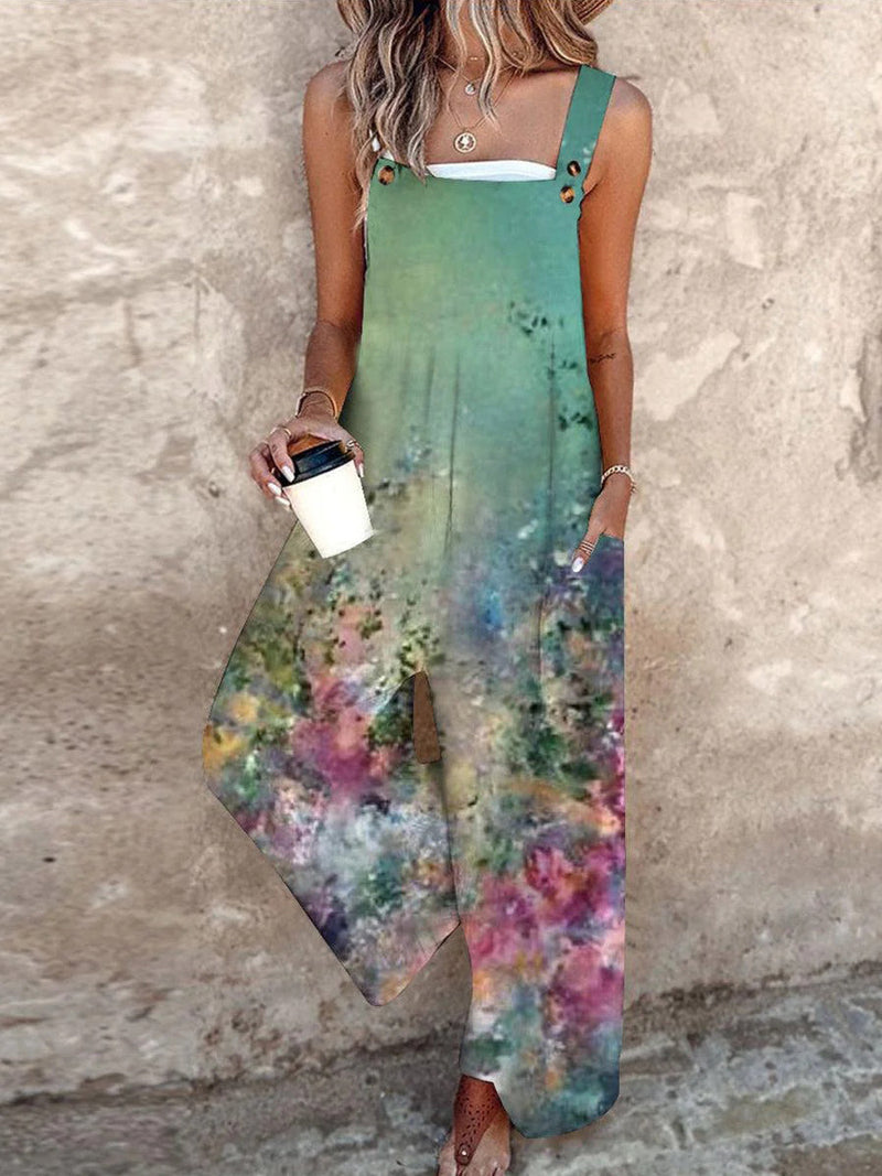 Floral Print Strap Sleeveless Jumpsuit for Women