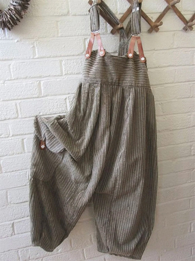 Light Gray Stripes Casual Jumpsuit for Women