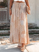 Multicolor Casual Boho Buttoned Long Skirt