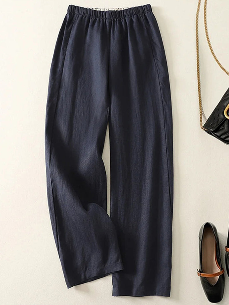 Navy Solid Color Casual Pants