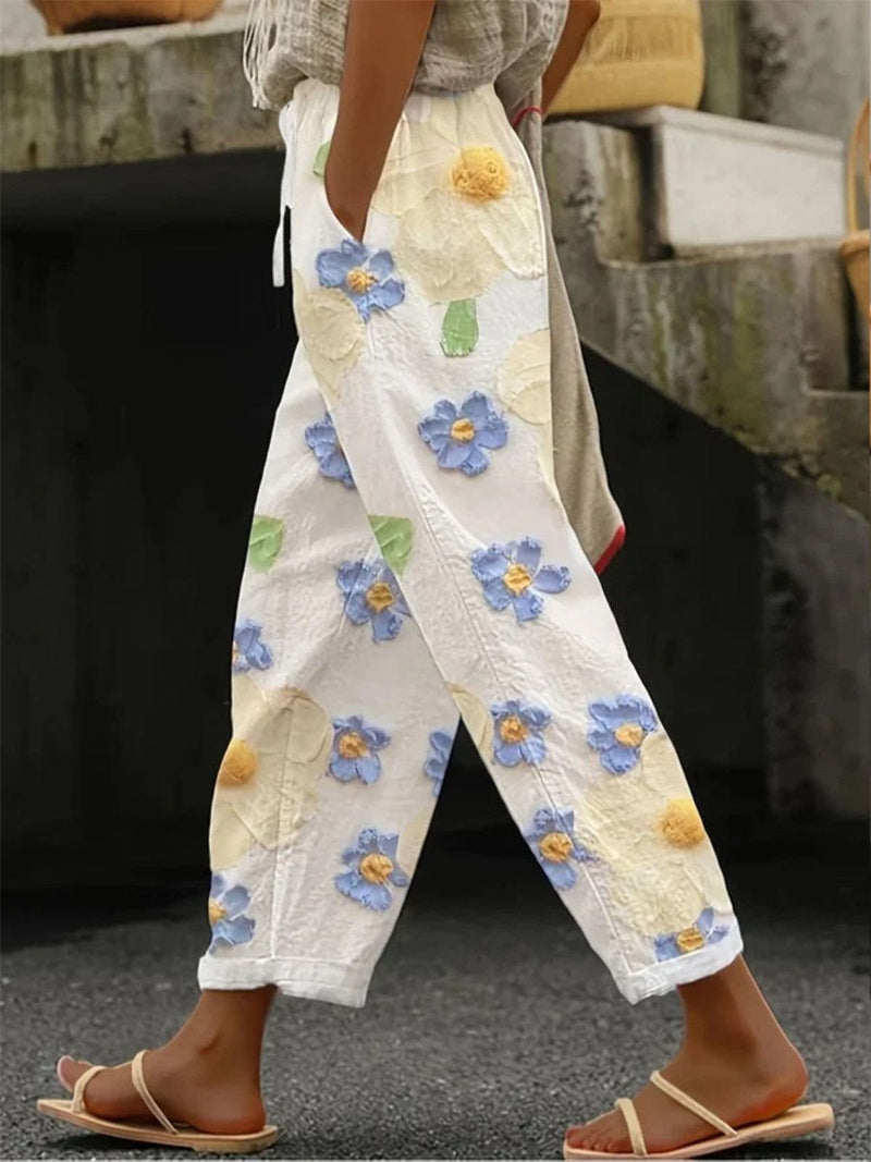 Floral Print Casual Long Pants