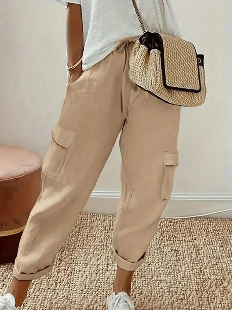 Apricot Plain Side Pocket Pants