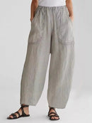 Solid Patched Pockets Casual Pants