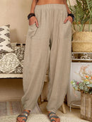 Solid Color Casual Cotton Pants