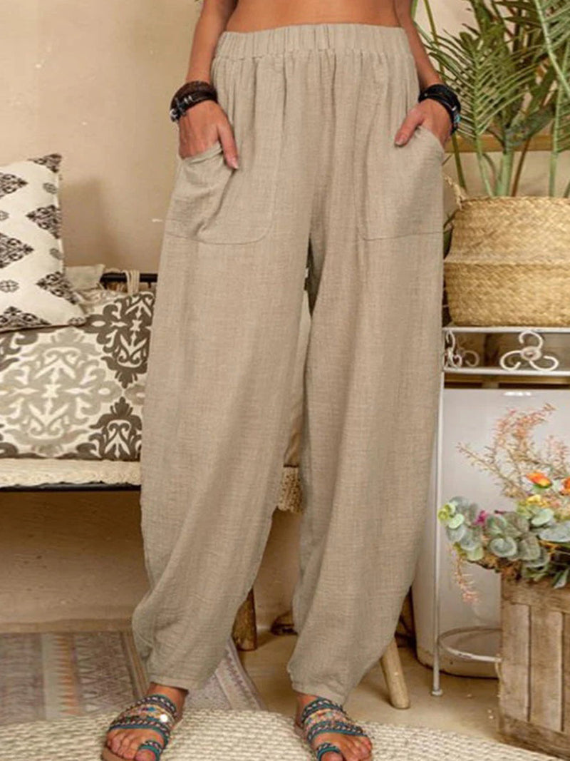 Solid Color Casual Cotton Pants