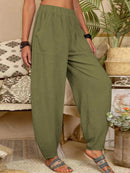 Solid Color Casual Cotton Pants