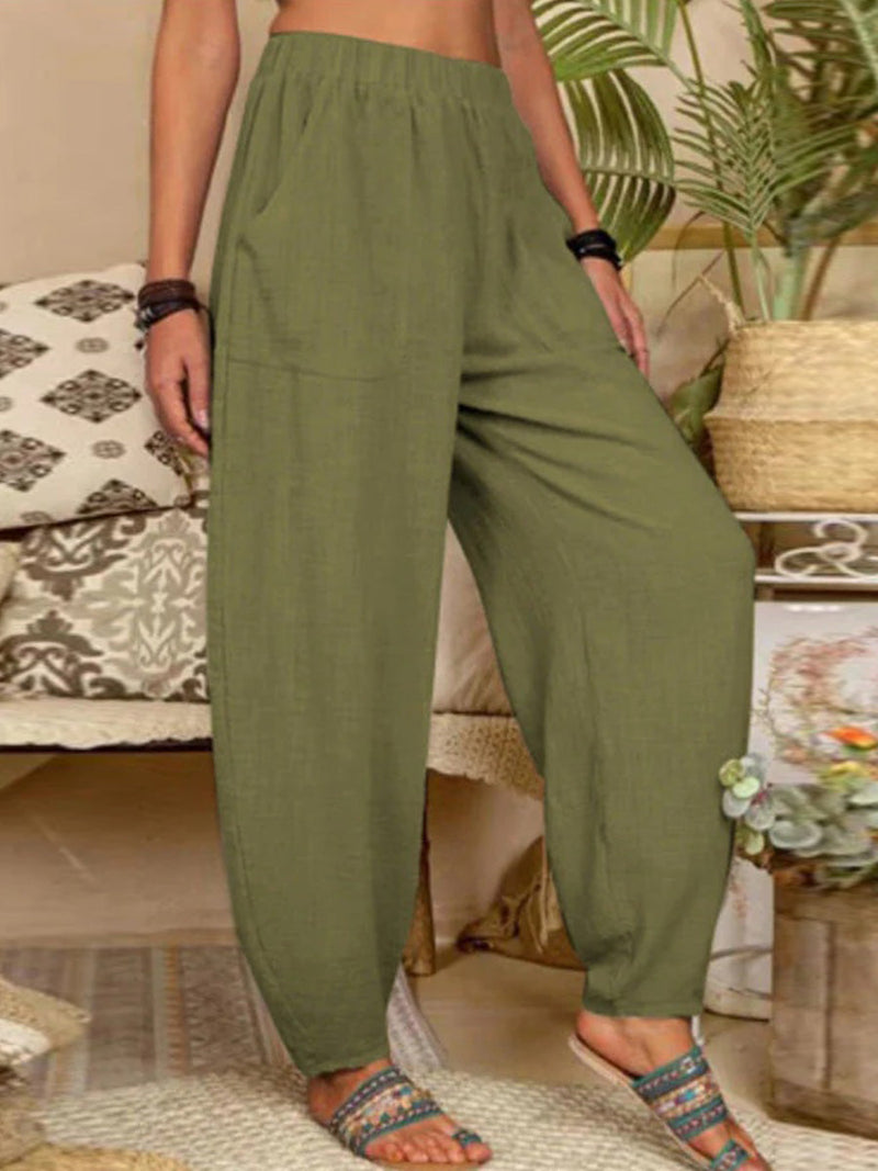 Solid Color Casual Cotton Pants