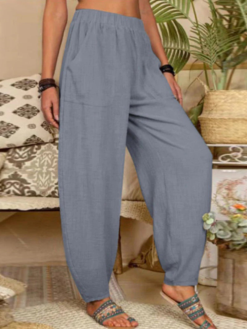 Solid Color Casual Cotton Pants