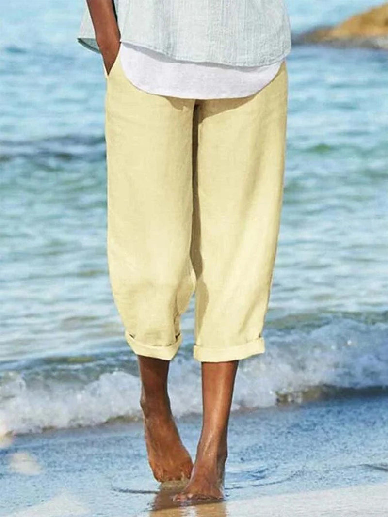 Solid Cotton Comfortable Casual Pants