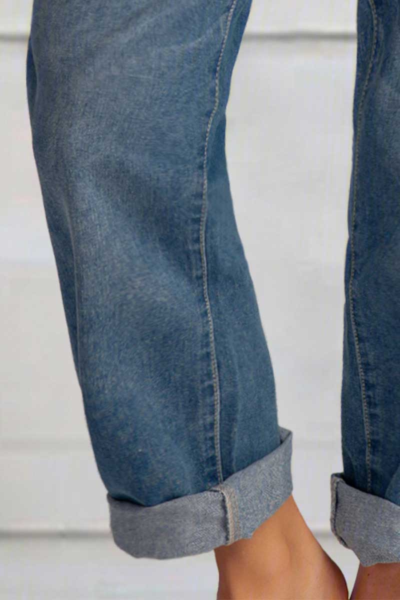 Button Fly Relaxed Fit Jeans for Women
