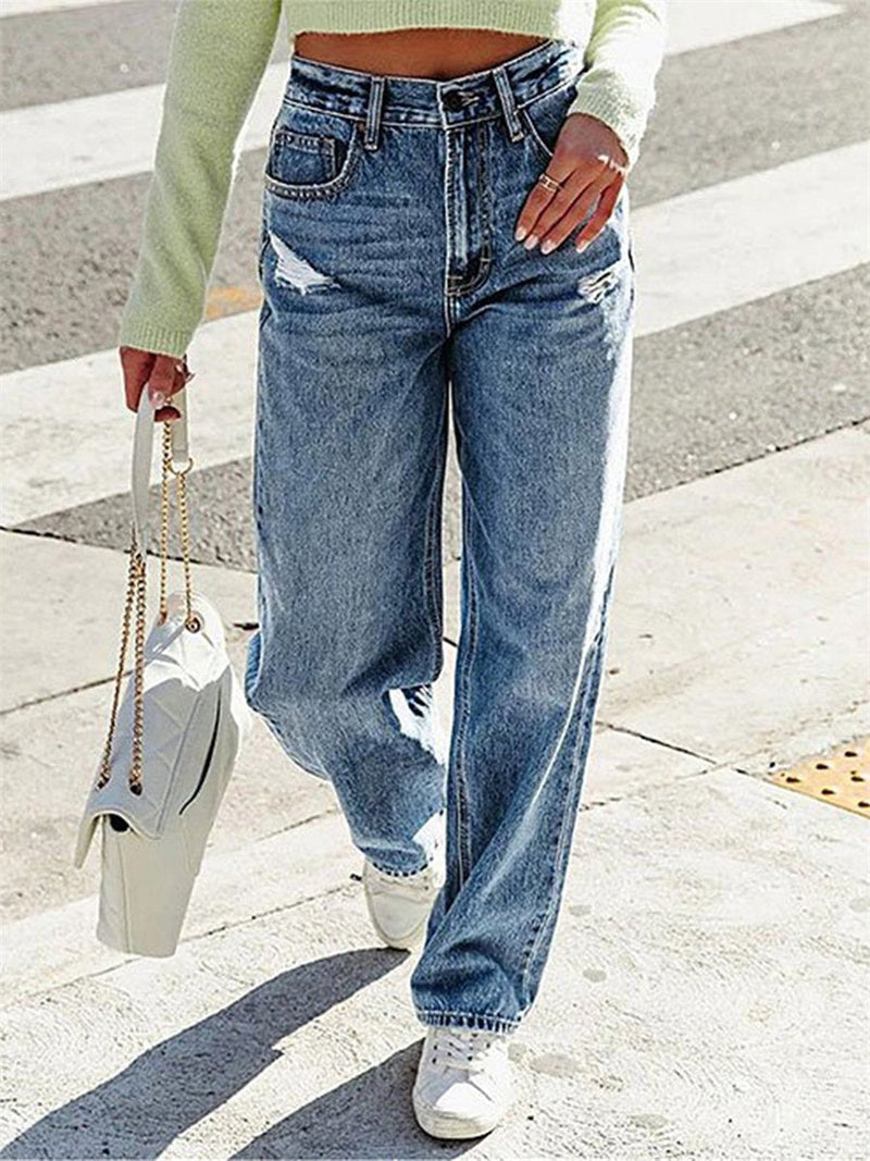Popular Denim Loose Plain Jeans