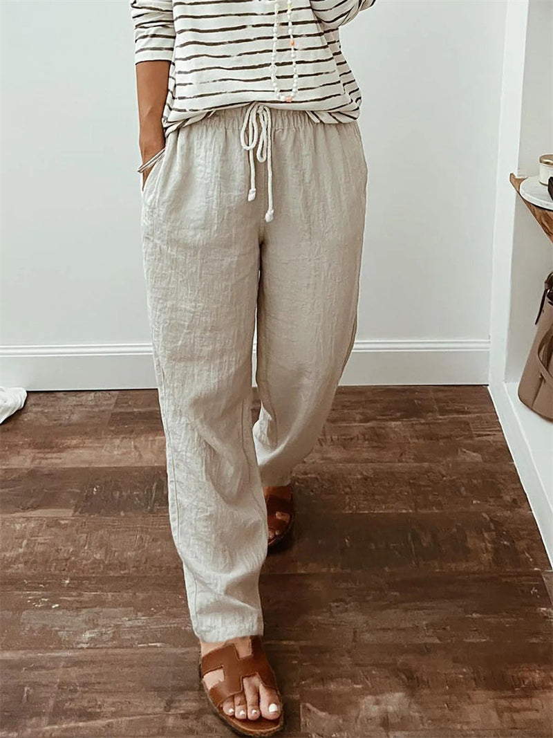Trendy Casual Khaki Lace-Up Pants