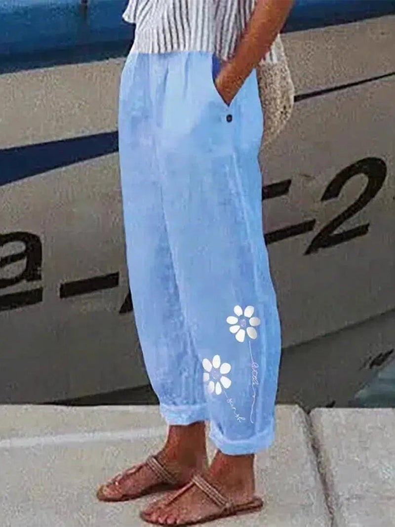 Chic Blue Side Pocket Pants