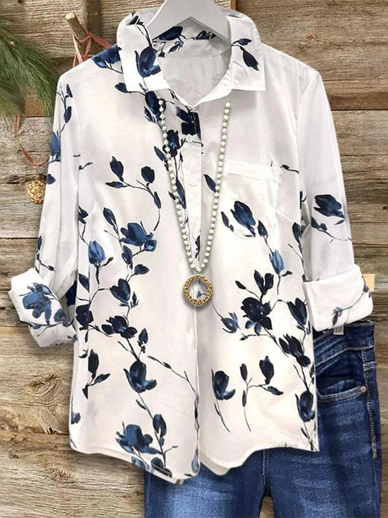 Classic White Lapel Long Sleeve Shirt