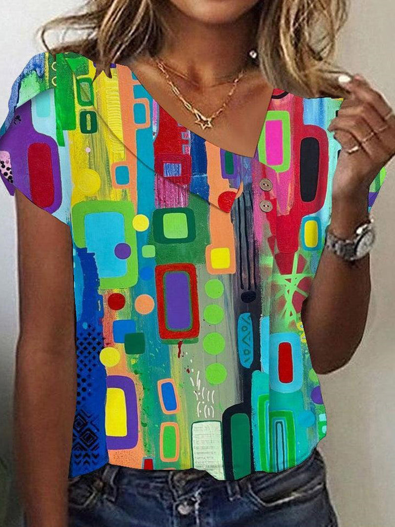 Casual Stylish V-neck Short Sleeve Top