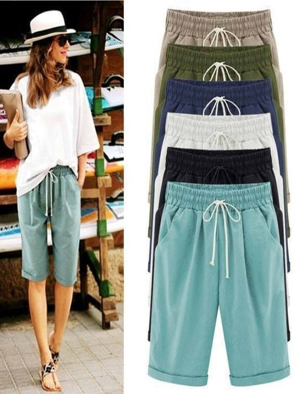 Summer Women's Relaxed Cotton Shorts with Pockets